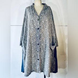 Magnolia Block Print Cotton Duster Kimono One Size NWT